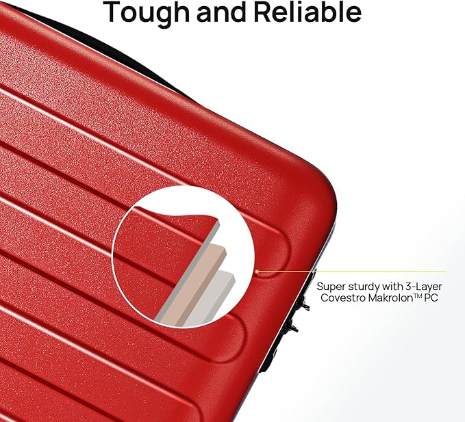 NINETYGO Medium Checked Luggage 24 Inch, Checking In Luggage with Smooth Spinner Wheels, Lightweight, Hard Shell PC Suitcase, Lightweight Travel Luggage, TSA Approved (Raspberry, Rhine Basic)