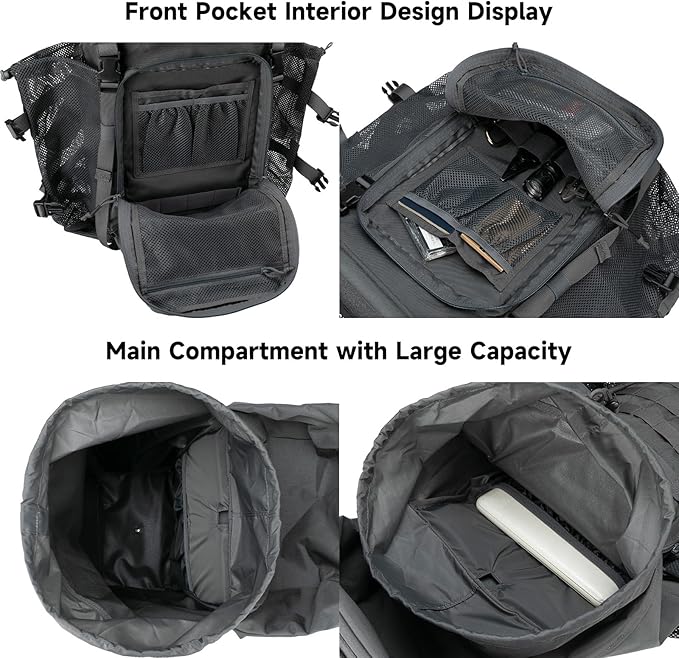 EXCELLENT ELITE SPANKER 40L Camping Hiking Backpack for Men and Women Tactical Military Backpack Large Rucksack Assault Pack Bag for Outdoor Camping, Hiking,Travel Backpacking(Grey