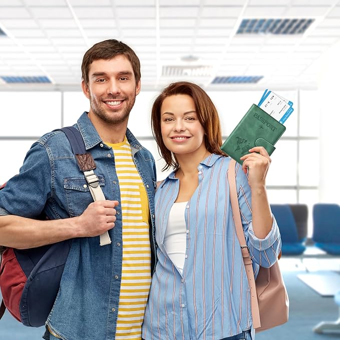 Eoehro Passport Holder for Travel Essentials, Passport Wallet Cover Case for Travel Must Haves Accessories,Passport Book Holders for Women and Men(dark green)