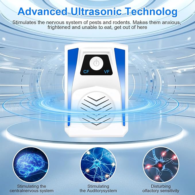 2025 Upgraded Ultrasonic Pest Repeller, Ultrasonic Mouse Repellent Used for Driving Away Mice, Mosquitoes, Flies,Cockroaches, Ants, Etc. Can be Used in Bedrooms, Kitchens,Warehouses,Etc.6 Packs