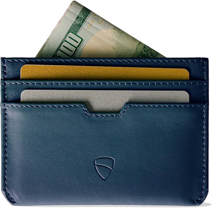 Vaultskin MOORGATE Slim Card Holder - Minimalist Leather Wallet, RFID Blocking Sleeve, Fits Front Pocket, for Men and Women