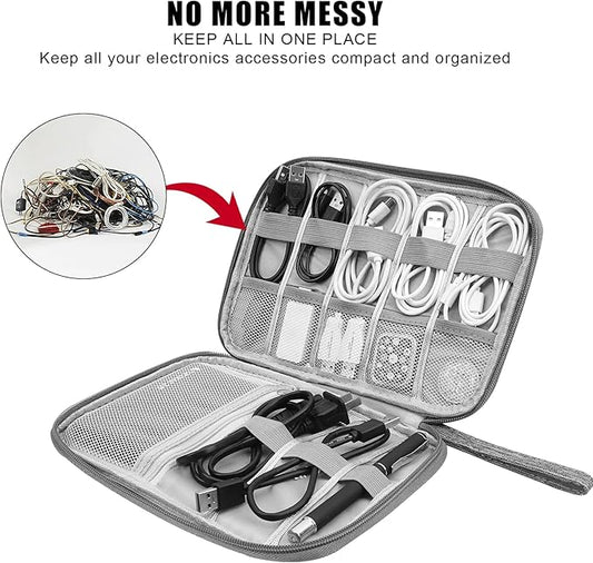 Electronic Organizer Travel Universal Cable Organizer Electronics Accessories Bag for Cable, Charger, Phone, USB, SD Card,1Pack