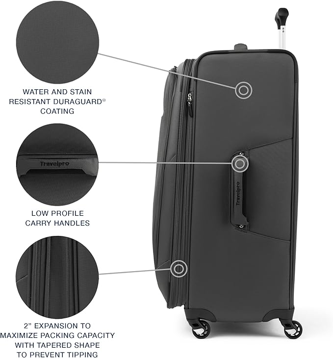Travelpro Maxlite 5 Softside Expandable Checked Luggage with Spinner Wheels, Lightweight, 29-Inch — Shadow Grey