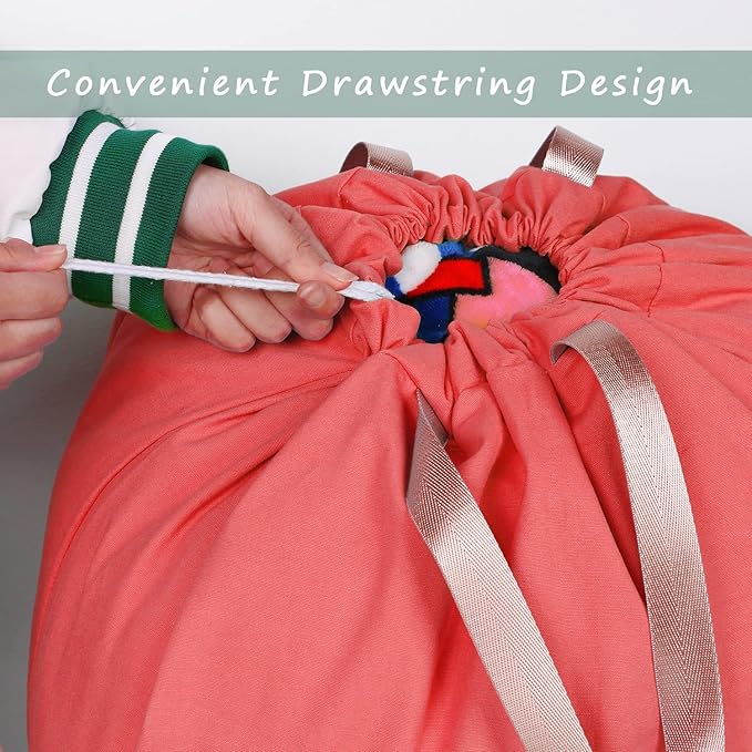 Cotton Canvas Laundry Bag with Handles & Drawstring Straps, Heavy Duty Extra Large Laundry Bags for Laundromat and Household, 25.5x34 Inch, Red