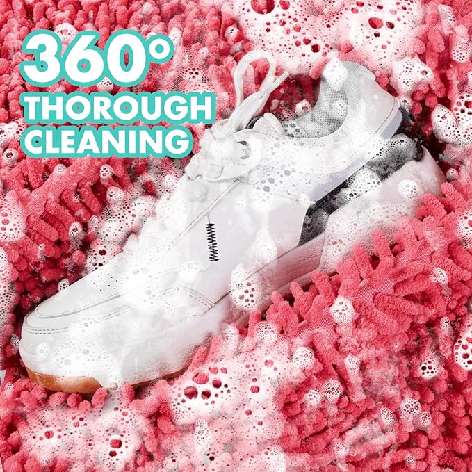 Shoe Washing Machine Bag, Laundry Shoe Bag for Washer and Dryer, Reusable Microfiber Shoe Cleaning Bag with Durable Zipper for Tennis Shoes, Sneakers, Running Shoes, Pink and Green, 2 Piece