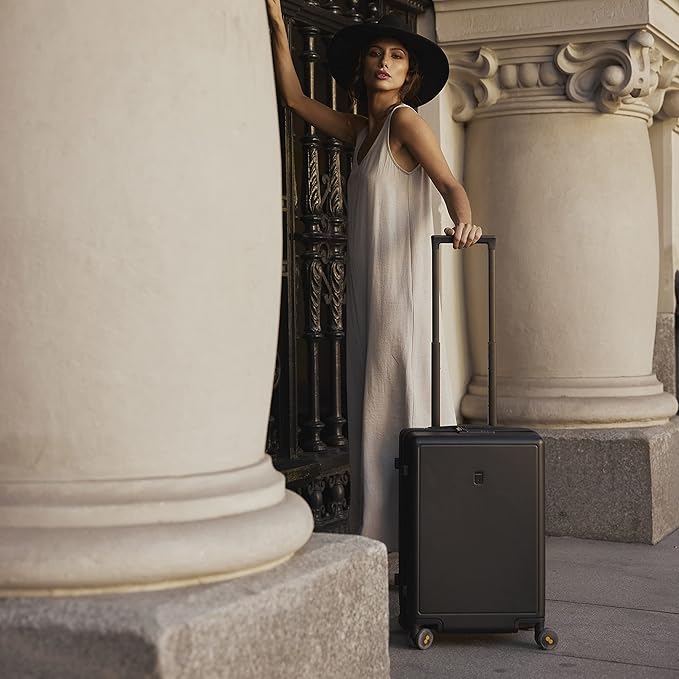 LEVEL8 Elegance Carry-on Suitcase, 20 Inch Carry on Luggage, Hardside Large Suitcases with Wheels, Tavel Bag with Tsa Lock, Black
