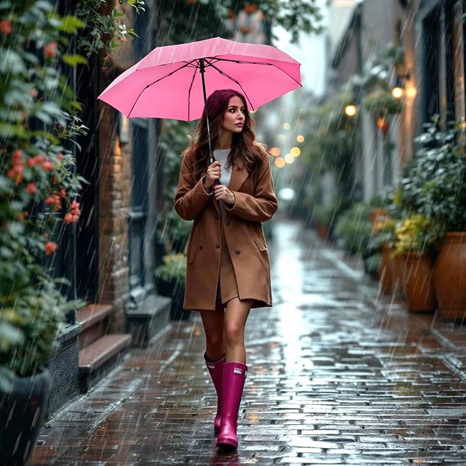 SoulRain Travel Umbrella - Compact Umbrella for Rain - Perfect Large Auto Folding Umbrella - Ideal Car umbrella, Small umbrella, and Travel Companion