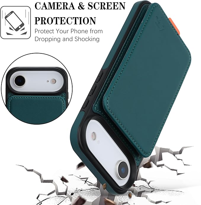GUERNICA for iPhone 17 Air (6.7") Case Wallet with Card Holder, RFID Blocking Leather Protection, Shockproof Women Men Phone Case for iPhone Air, Green