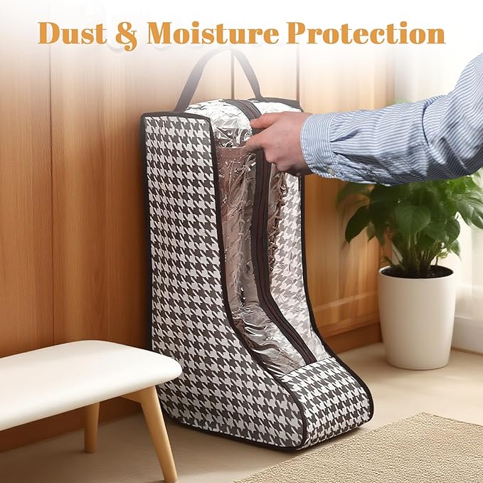 4 Pack Boot Bags for Cowboy Boots Storage Organizer Tall Style, Portable Travel Shoe Bags Protector Box Organizer with Handle for Cowboy Shoes, Dustproof Tote for Packing Travel and Daily Use