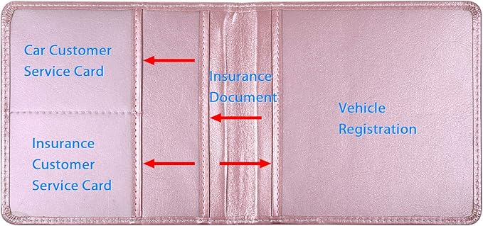 Wisdompro Small Car Registration and Insurance Documents Holder - Premium PU Leather Vehicle Glove Box Paperwork Wallet Case Organizer for ID, Driver's License, Key Contact Information Cards