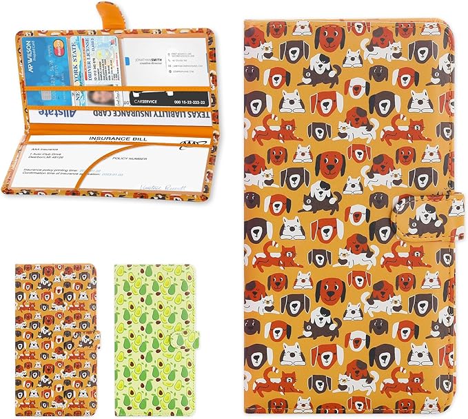 Car Registration and Insurance Card Holder, Document Holder for Cards, Driver Vehicle License Document Glove Box Compartment Organizer, Car Essentials For Women