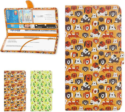 Car Registration and Insurance Card Holder, Document Holder for Cards, Driver Vehicle License Document Glove Box Compartment Organizer, Car Essentials For Women