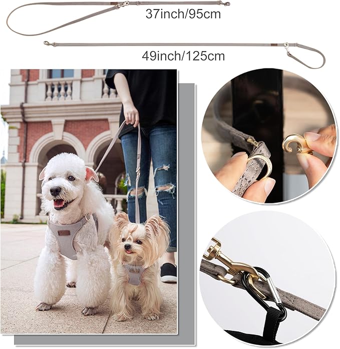 Puppytie No Pull Dog Harness with Multifunction Dog Leash,Soft Adjustable No Choke Escape Proof Pet Harness Vest for Medium Dogs or Large Dogs,Silver Grey,M