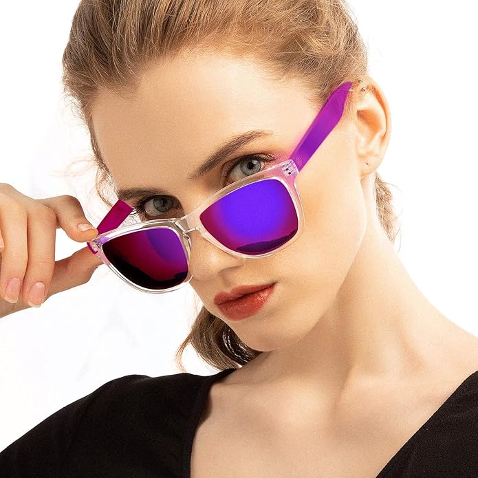 COLOSSEIN Sunglasses Womens,Classic Square Frame UV400 Mirrored Lens,Sunglasses Fit For Beach,Vacation,Driving