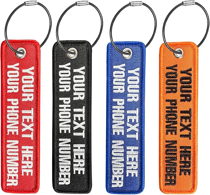 Personalized Luggage Tags, Customize Your Text, Double-Sided Embroidery, Key Tag Travel Luggage Labels for Suitcases Backpacks Handbag