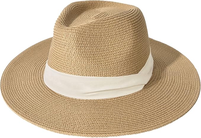 FURTALK Womens Mens Wide Brim Straw Panama Hat Fedora Summer Beach Sun Hats UPF Straw Hat for Women