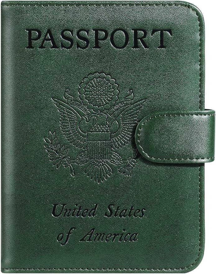 Passport Holder Cover Wallet RFID Blocking Leather Card Case Travel Accessories for Women Men (Atrovirens)