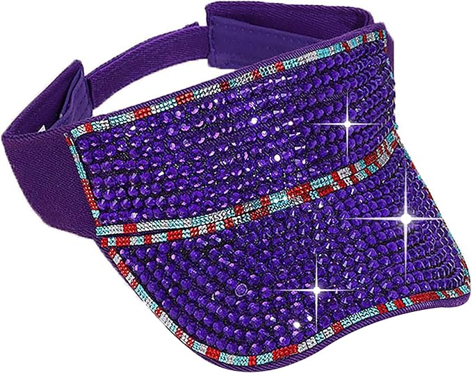 Bling Shiny Rhinestone Sports Sun Visor Hat for Women Summer Adjustable Breathable Beach Visor Caps Running Golf Sun Hat