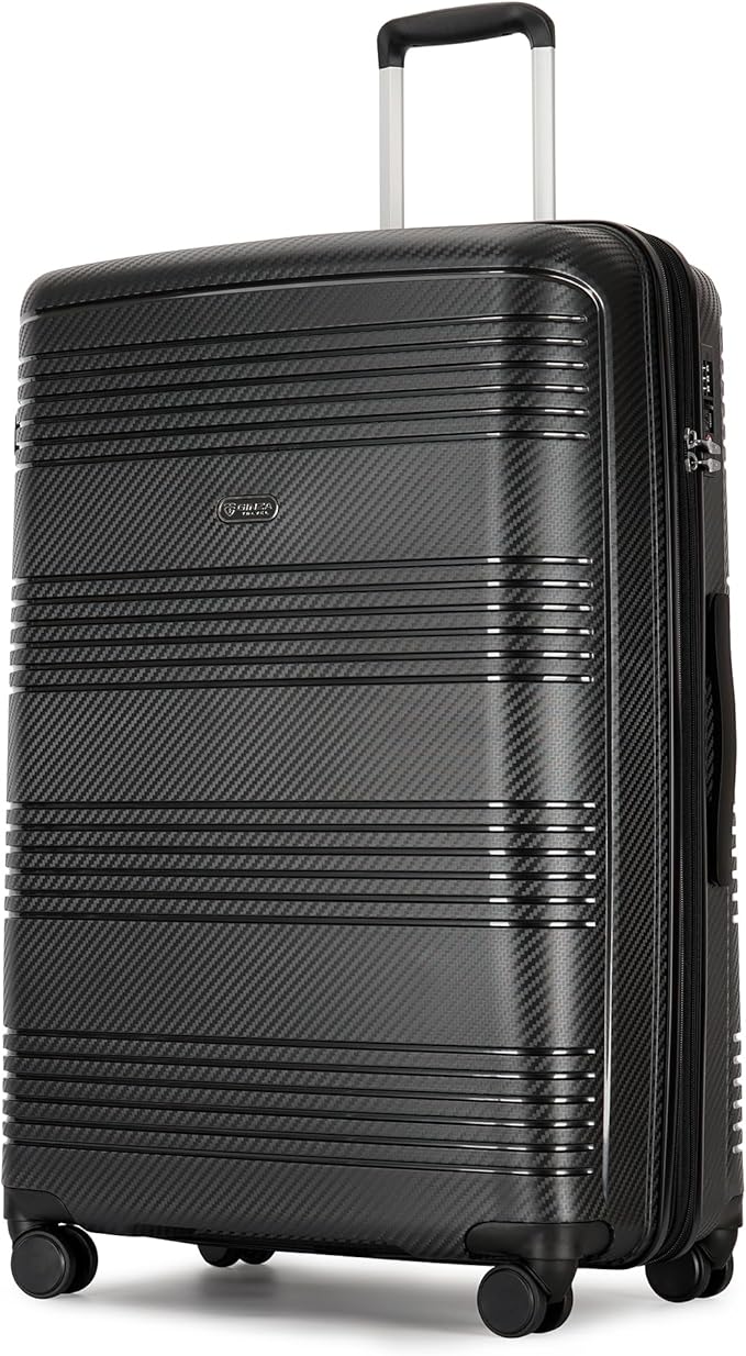 GinzaTravel 29 Inch Large Checked Luggage Expandable Hard Shell Suitcase with Spinner Wheels TSA Lock for Travel, 29inch, Black