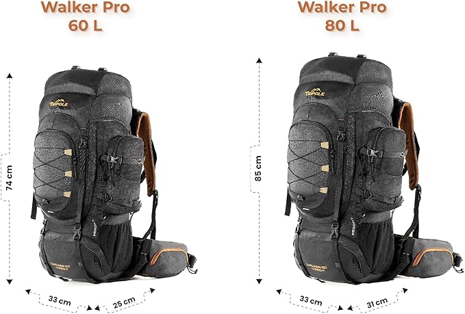 Tripole Walker Pro Internal Frame Rucksack for Trekking and Hiking (Black, 60)