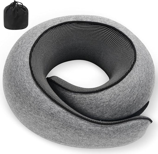 Neck Pillow, Travel Pillow uses Memory Foam to Support Neck Comfort, Ideal Companion for Airplane and car Travel, Compact, Convenient, and Versatile Airplane Sleep Pillow(Gray)