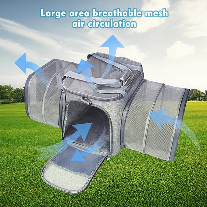 Foldable Carrier, Large Space Travel Carrier for Dogs Cats, Breathable Stretchable with Straps and Leakproof Pads, Portable Carrier for Vet Visits Outdoor Adventures