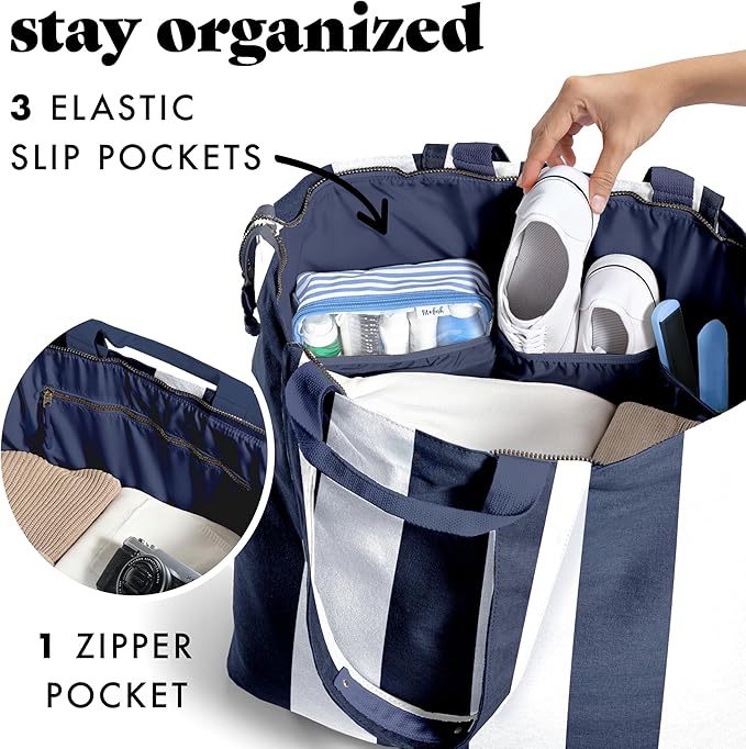 Fit & Fresh Large Beach Bag for Women - Extra Large Travel Tote With Pockets