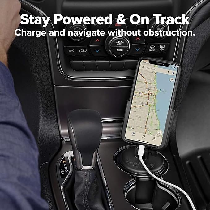 WeatherTech CupFone, Universal Cup Holder Phone Mount for Cars – Adjustable & Secure Fit with Open Access for Charging – Compatible with iPhone, Android - Metal Knobs, Gold