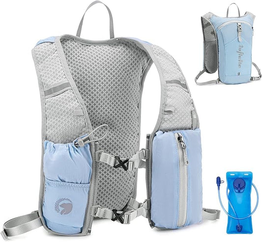 Lightweight Running Vest for Women Men, Adjustable Chest Straps Running Hydration Vest with 1.5L Water Bladder for Hiking Trail Running Cycling Race Marathon