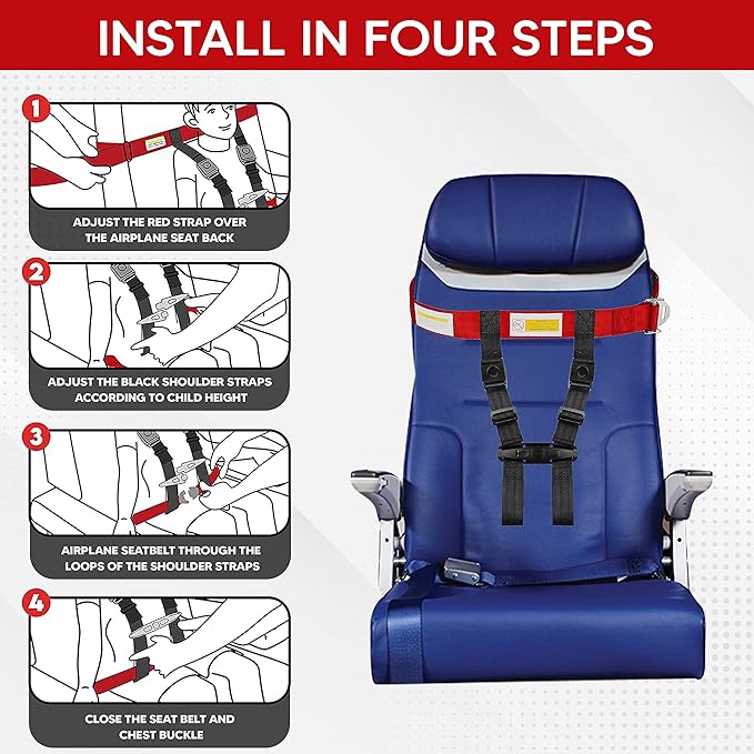 Child Airplane Safety Travel Harness - Safe and Comfortable Airplane Harness with Adjustable Straps - Airplane Travel Essentials for Kids and Toddlers