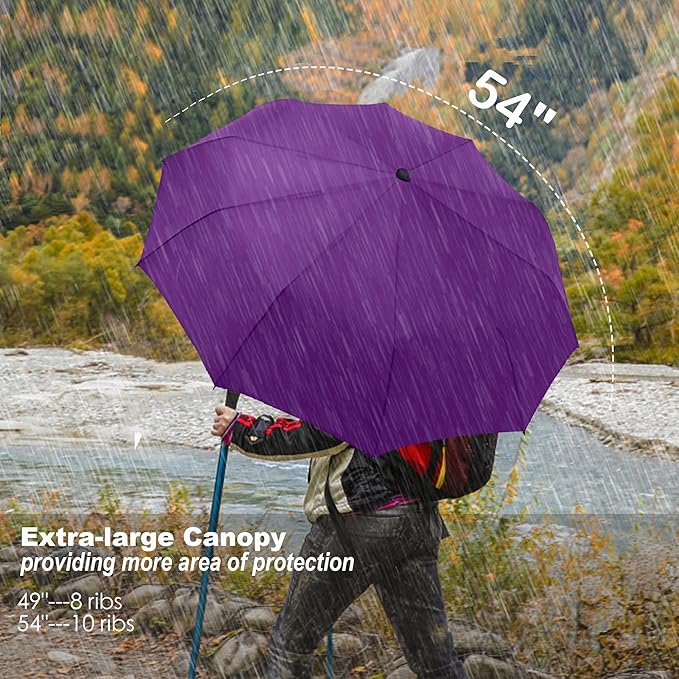 SIEPASA Windproof Travel Compact Umbrella-Automatic Umbrellas for Rain-Compact Folding Umbrella, Travel Umbrella Compact, Portable Windproof Umbrellas for Men Women Teenage.(Purple, 54 Inch)