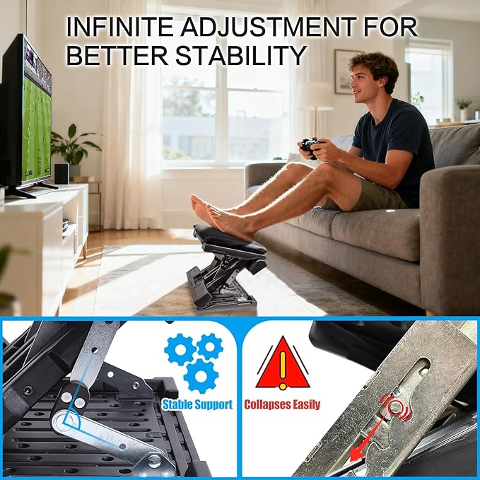 Scalebeard Foot Rest for Under Desk at Work,Height Adjustable Infinite Angle Ergonomic Foldable Footrest for Office, Gaming,Computer, Removable Pad Desk Foot Stool with Massage Beads,All-Season(Black)