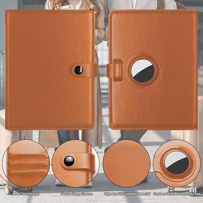 Passport Holder and Vaccine Card Holder Combo with Passport Cover Wallet Travel Passport Wallet Case for Men and Women (Brown)