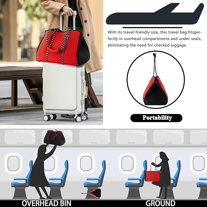 QOGiR Neoprene Multipurpose Beach Bag Tote with Inner Zipper Pocket … … … …