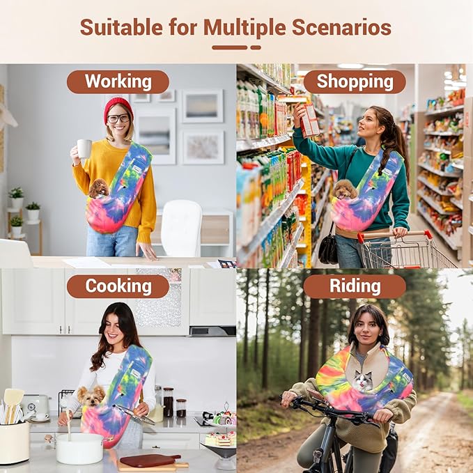 Dog Carrier Sling,Indoor Comfort Adjustable Cat Sling Carrier,with Front Pocket and Seat Belt Dog Carriers for Small Dogs Machine Washable,Suitable for Family Outdoor Use (Large, Fruits)