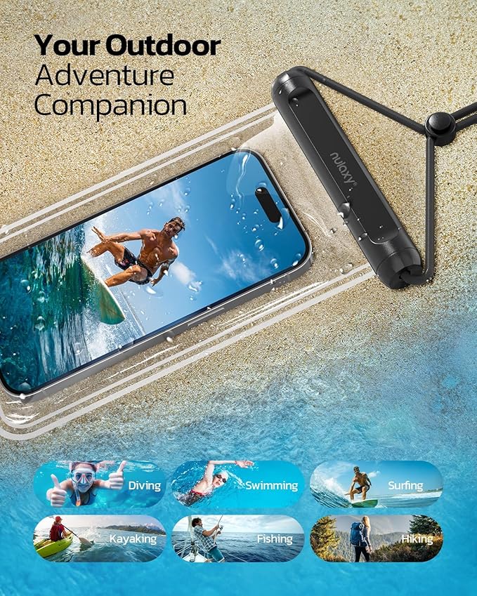 Nulaxy 2 Pack IPX8 TPU Waterproof Phone Pouch Double Sealing, Cell Phone Dry Bags with Lanyard Fit up to 7.5" Devices, Protector Case for iPhone 15 14 13 12 11 Pro Max Plus XR, Galaxy S24 S23 - Black