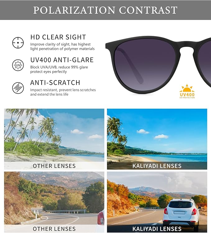 KALIYADI Sunglasses Womens Polarized Womens-Sunglasses: Trendy Sun Glasses with UV400 Retro Style for Party Beach Shopping