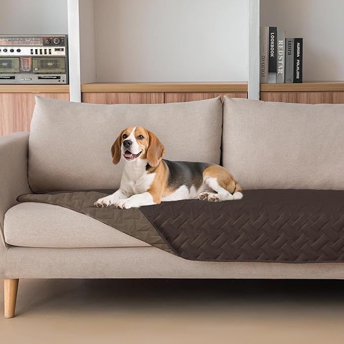 gogobunny 100% Double Sided Waterproof Dog Blanket Soft Pet Bed Cover Reversible Protect Furniture Couch Sofa Car for Puppy Cat (Dark Coffee/Light Coffee, 30x70 Inch (Pack of 1))