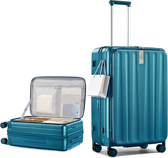 Hanke 26 Inch Expandable Luggage Top Opening Checked Bag Luggage Hard Shell Suitcases with Wheels Lightweight Travel Luggage Heavy Duty Luggage Suitcase with Lock for Woman Men-Caribbean Blue