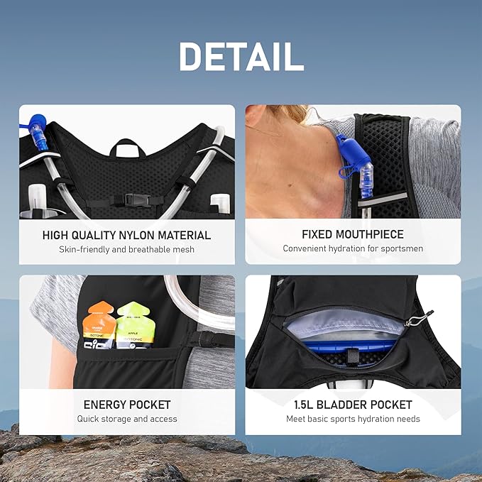 N NEVO RHINO Running Hydration Vest for Women 1.5L Water Bladder Backpack 5L Small -Lightweight Breathable Hydration Vest for Hiking Trail Running Cycling Marathon for Women