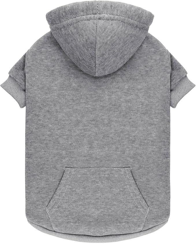 Dog Hoodie Dog Sweaters for Small Dogs Pet Sweater Solid Soft Brushed Fleece Pet Clothes Hoodie Sweatshirt with Pocket(Grey-XS)