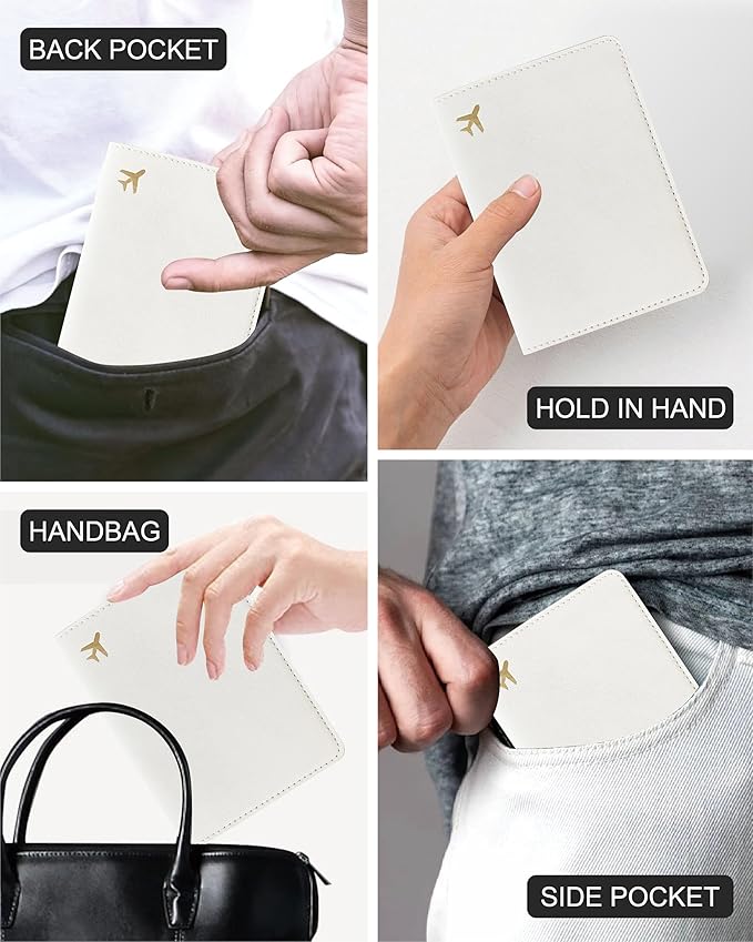 PU Leather Passport Holder Covers Case, Waterproof Rfid Blocking Travel Wallet Passport Holder(Cream)