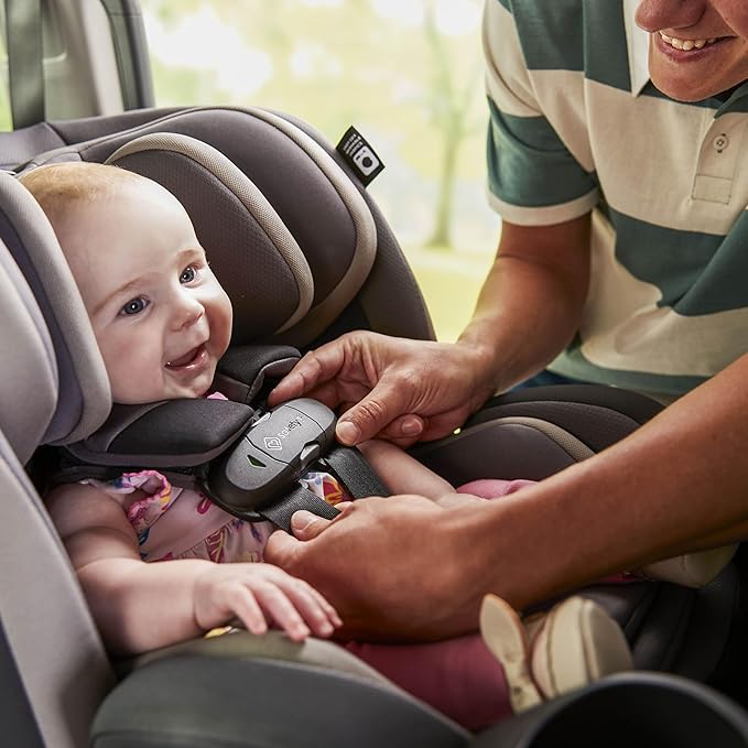 Safety 1st EverSlim 4-in-1 Convertible Car Seat, SecureTech Chest Clip, Ultra-Slim, 4-Mode Infant to Booster, Baby Car Seat, Fits 5-100 lbs, Memory Foam, Fiddlehead