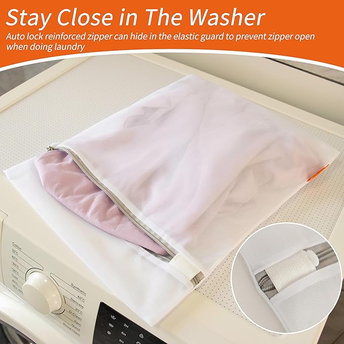 Polecasa 3Pcs 12 x 16 Inches Extra Durable Fine Mesh Laundry Bags with Sturdy Zipper for Delicates, Protect Clothes in Washing Machine, Laundry Room Essentials for College, Dorm (3 Medium)