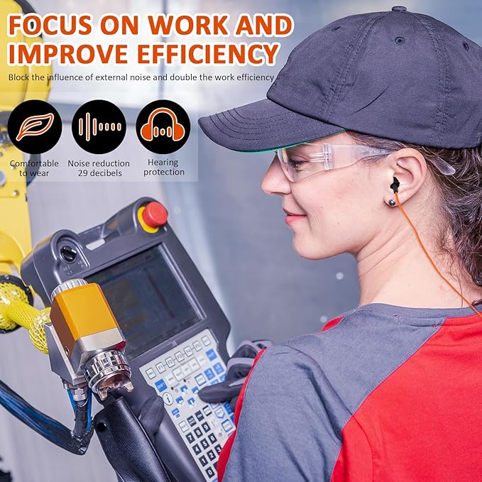 Xuhal 200 Pairs Corded Ear Plugs Silicone Earplugs with Cord Individually Wrapped Reusable Earplugs Sleep Noise Cancelling Hearing Protection for Snoring Shooting Studying Construction (Black)