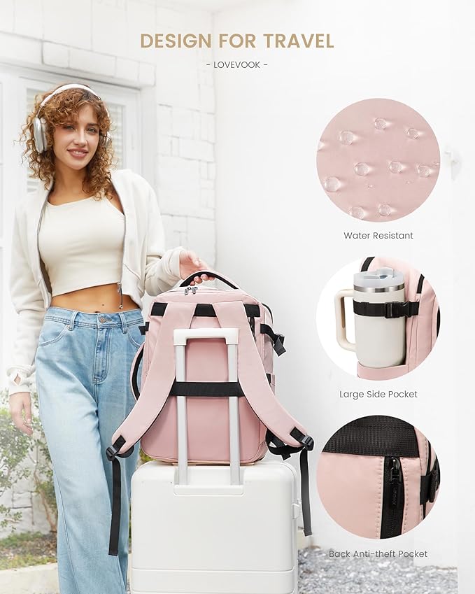 LOVEVOOK Travel Backpack for Women & Men, 40L Large Carry On Backpack Airline Approved, TSA Personal Item Weekender Bag, Water Resistant Laptop Backpack with 3 Packing Cubes for Travel Essentials