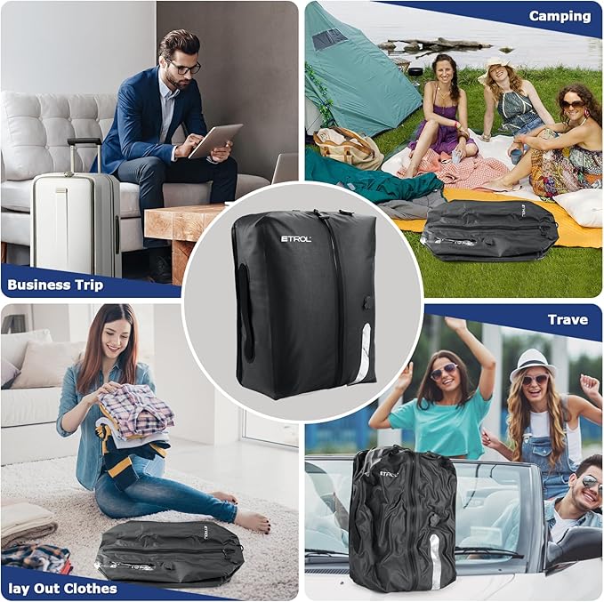 TPU Vacuum Bag for Travel, 70D Nylon Reusable Compression Bag with IP67 Waterproof Zipper, Compression Packing Cubes for Clothing, Space Saver Bags for Luggage and Backpack(Gray-1 PCS + PUMP)