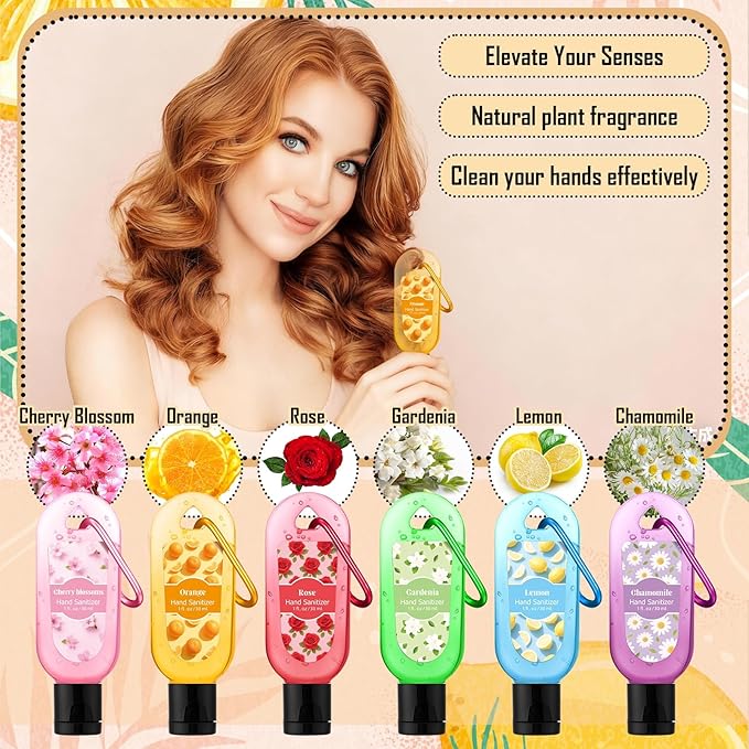 24 Pack Scented Hand Sanitizers Keychain Gift Bulk Travel Size Hand Sanitizer Gel for Christmas Wedding Party Favors Treat Goodie Bag Stuffer Friends Coworker Nurse Birthday Gifts