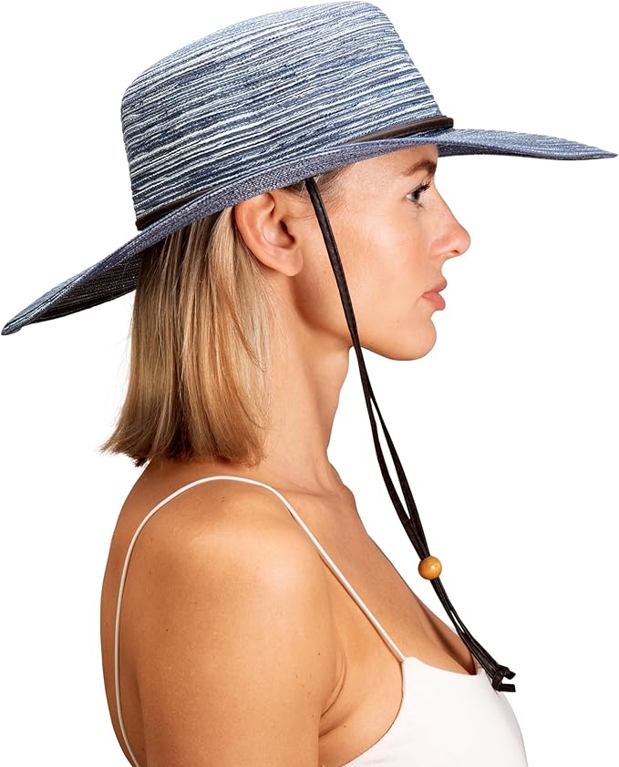 Sloggers Women's Wide Brim Braided Sun Hat with Wind Lanyard - UPF 50+ Maximum Sun Protection