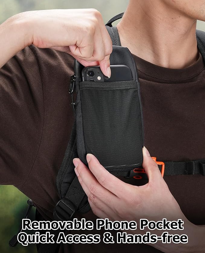 NOOLA Hydration Backpack with 3L Water Bladder - 22L Water Backpack for Hiking, Cycling, Running, Biking - Lightweight Hiking Pack Bag with Rain Cover, Phone Holder and Trekking Pole Holders, Black